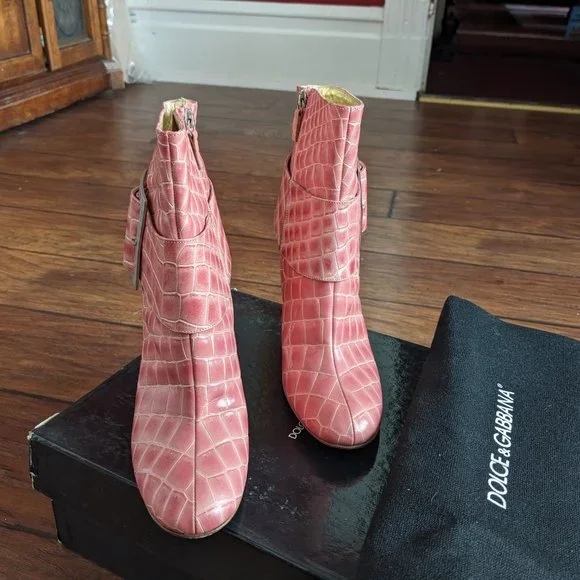 Dolce & Gabbana Rosa Croc Patent Leather Bootie - Picture 4 of 11